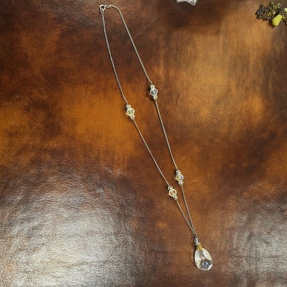 Antique Style Crystal Teardrop Drop Rhinestone Glass Beaded Necklace - Picture 10 of 12